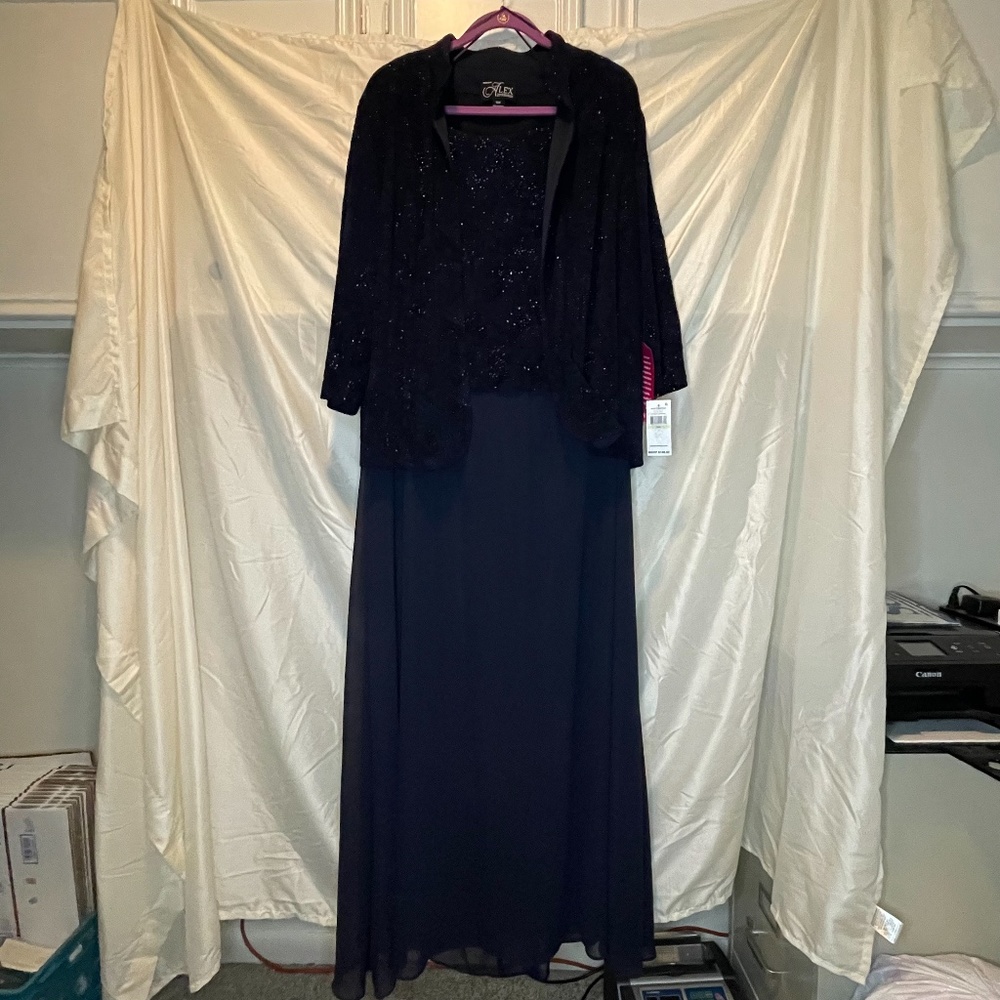 Women Alex Evenings 18W Blue Evening Gown